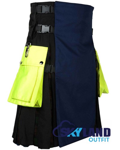 Black & Blue Hybrid Kilt – Under Brown Watch Tartan Utility Kilt Black & Blue Hybrid Kilt – Under Brown Watch Tartan Utility Kilt