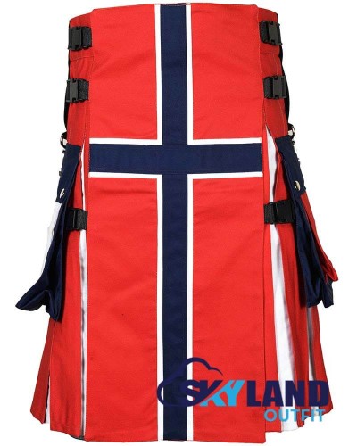 Norway Flag Utility Kilt – Handmade Cotton Patriotic Kilt | Custom Nordic Kilt
