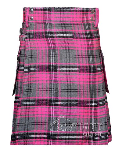 Ailsa Pink Tartan Utility Kilt for Men – Scottish Cargo Pockets Kilt