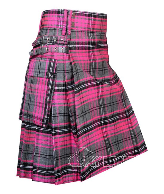 Ailsa Pink Tartan Utility Kilt for Men – Scottish Cargo Pockets Kilt Ailsa Pink Tartan Utility Kilt for Men – Scottish Cargo Pockets Kilt
