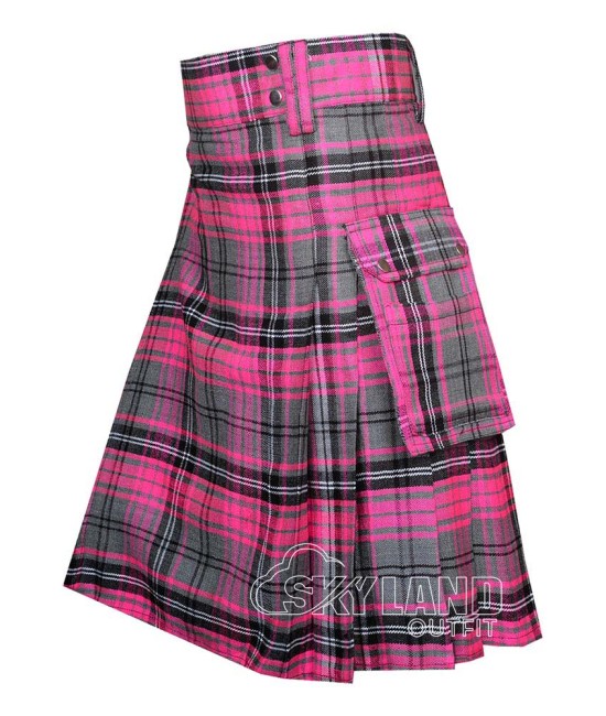 Ailsa Pink Tartan Utility Kilt for Men – Scottish Cargo Pockets Kilt Ailsa Pink Tartan Utility Kilt for Men – Scottish Cargo Pockets Kilt