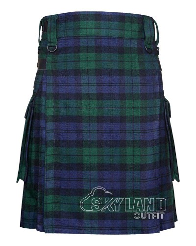 Black Watch Tartan Kilt Scottish Utility Kilt with Cargo Pockets Black Watch Tartan Kilt Scottish Utility Kilt with Cargo Pockets