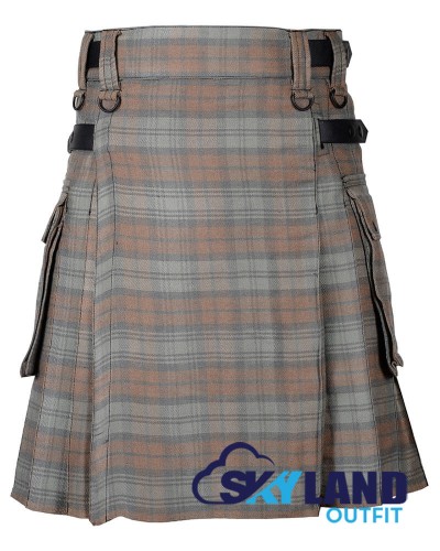 Black Watch Weathered Tartan Kilt Scottish Utility Kilt with Cargo Pockets Black Watch Weathered Tartan Kilt Scottish Utility Kilt with Cargo Pockets