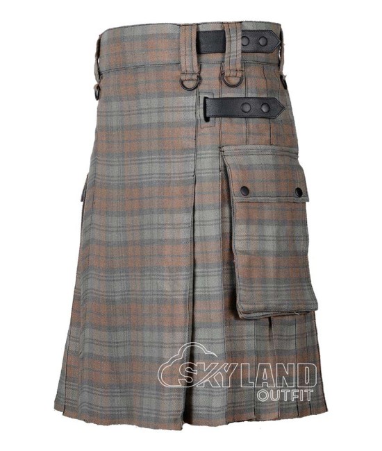 Black Watch Weathered Tartan Kilt Scottish Utility Kilt with Cargo Pockets Black Watch Weathered Tartan Kilt Scottish Utility Kilt with Cargo Pockets