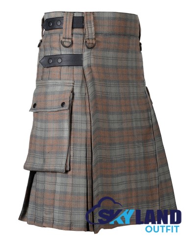 Black Watch Weathered Tartan Kilt Scottish Utility Kilt with Cargo Pockets Black Watch Weathered Tartan Kilt Scottish Utility Kilt with Cargo Pockets