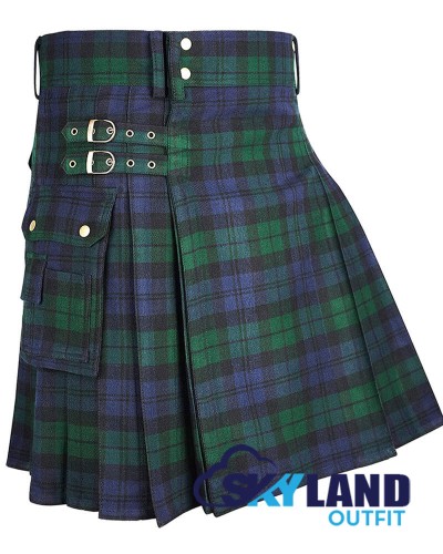Black Watch Tartan Kilt Modern Utility Kilt with Cargo Pockets Black Watch Tartan Kilt Modern Utility Kilt with Cargo Pockets