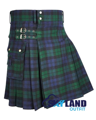 Black Watch Tartan Kilt Modern Utility Kilt with Cargo Pockets Black Watch Tartan Kilt Modern Utility Kilt with Cargo Pockets
