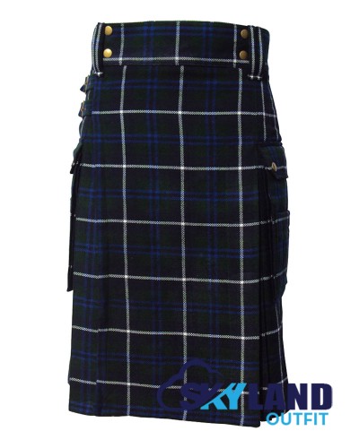 Blue Douglas Tartan Kilt Scottish Utility Kilt with Cargo Pockets Blue Douglas Tartan Kilt Scottish Utility Kilt with Cargo Pockets