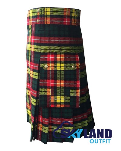 Buchanan Tartan Kilt Scottish Utility Kilt with Cargo Pockets Buchanan Tartan Kilt Scottish Utility Kilt with Cargo Pockets