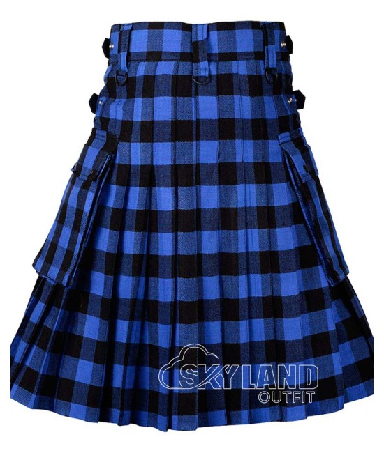 Buffalo Plaid Tartan Kilt Scottish Utility Kilt with Cargo Pockets