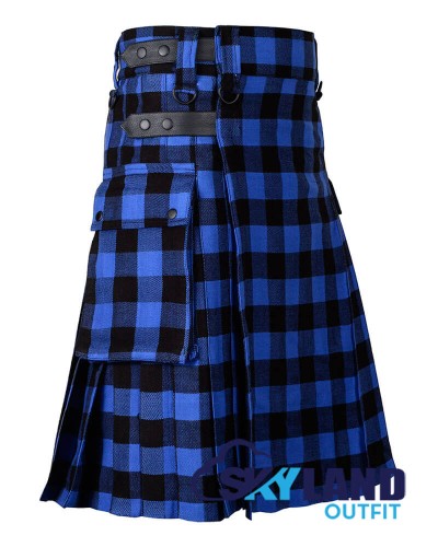 Buffalo Plaid Tartan Kilt Scottish Utility Kilt with Cargo Pockets Buffalo Plaid Tartan Kilt Scottish Utility Kilt with Cargo Pockets