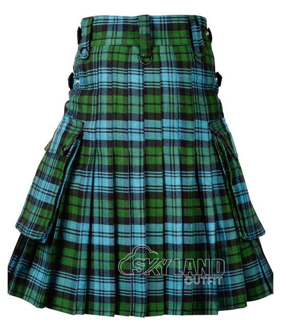 Campbell Ancient Tartan Kilt Scottish Utility Kilt with Cargo Pockets