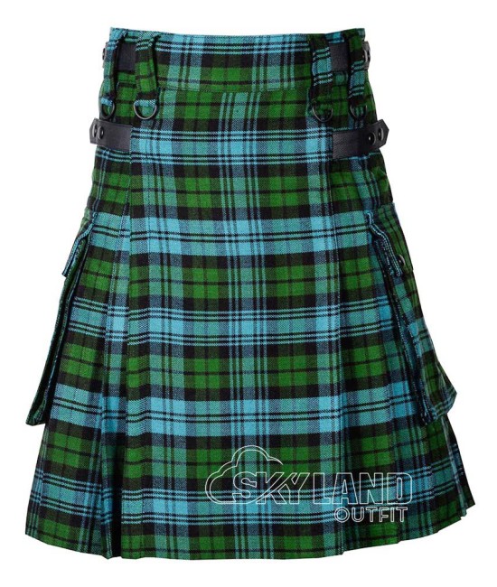 Campbell Ancient Tartan Kilt Scottish Utility Kilt with Cargo Pockets