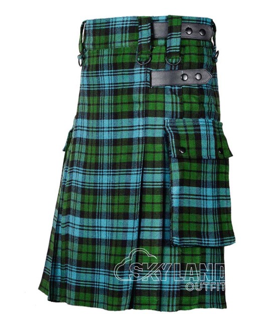 Campbell Ancient Tartan Kilt Scottish Utility Kilt with Cargo Pockets