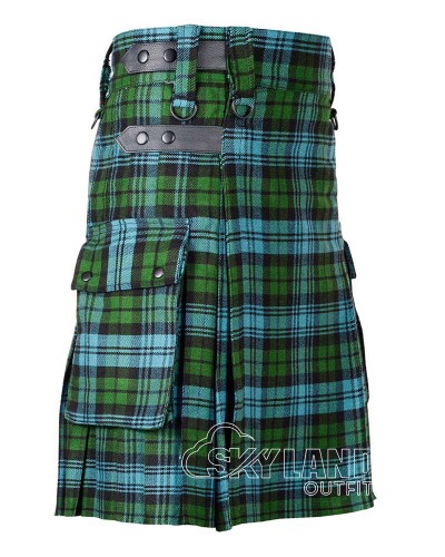 Campbell Ancient Tartan Kilt Scottish Utility Kilt with Cargo Pockets