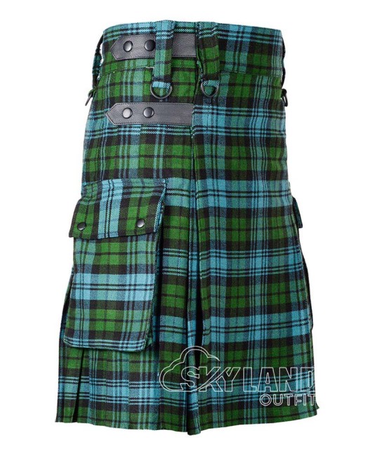 Campbell Ancient Tartan Kilt Scottish Utility Kilt with Cargo Pockets