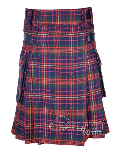 Cameron of Erracht Modern Tartan Utility Kilt with Leather Straps & Cargo Pockets