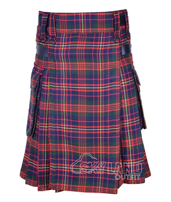 Cameron of Erracht Modern Tartan Utility Kilt with Leather Straps & Cargo Pockets Cameron of Erracht Modern Tartan Utility Kilt with Leather Straps & Cargo Pockets