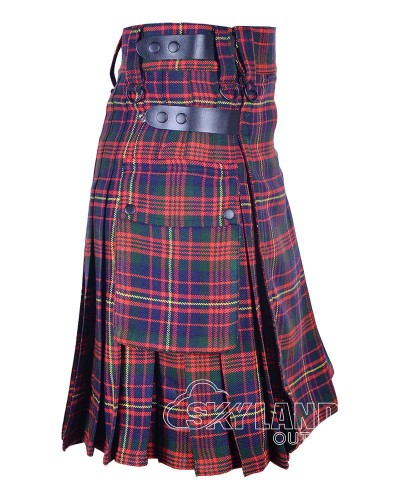 Cameron of Erracht Modern Tartan Utility Kilt with Leather Straps & Cargo Pockets