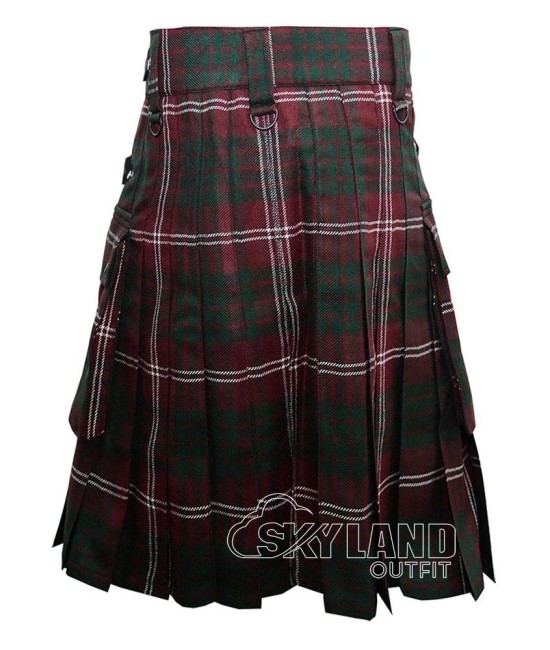 Crawford Tartan Utility Kilt with Leather Straps & Cargo Pockets Crawford Tartan Utility Kilt with Leather Straps & Cargo Pockets
