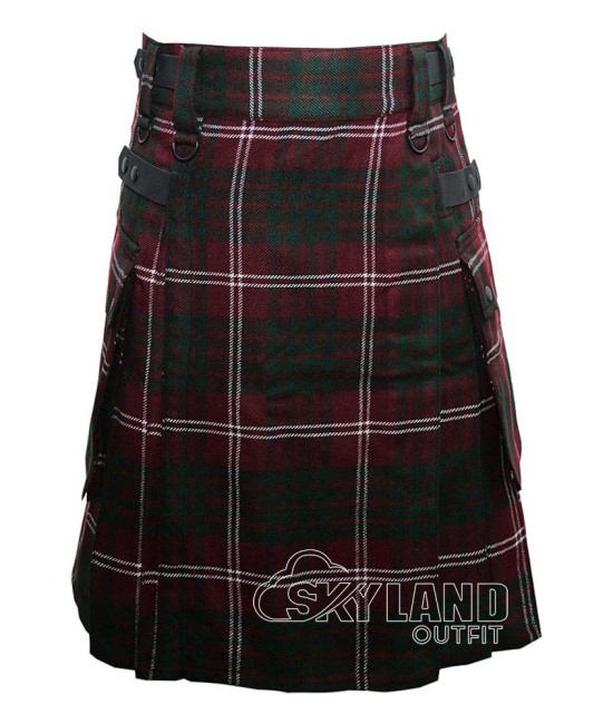 Crawford Tartan Utility Kilt with Leather Straps & Cargo Pockets Crawford Tartan Utility Kilt with Leather Straps & Cargo Pockets