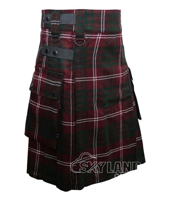 Crawford Tartan Utility Kilt with Leather Straps & Cargo Pockets Crawford Tartan Utility Kilt with Leather Straps & Cargo Pockets