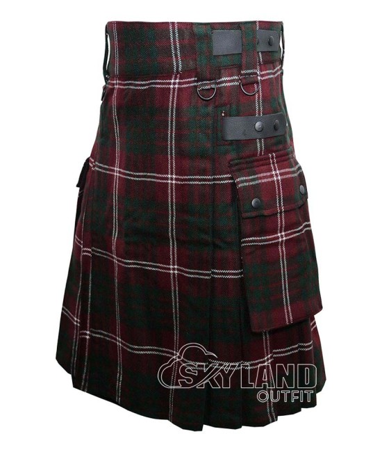 Crawford Tartan Utility Kilt with Leather Straps & Cargo Pockets Crawford Tartan Utility Kilt with Leather Straps & Cargo Pockets