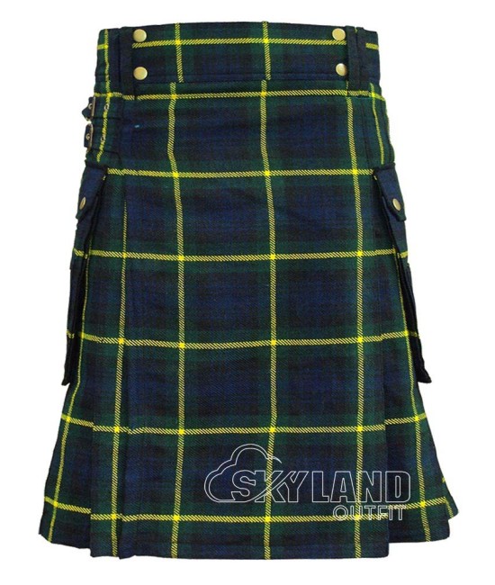 Gordon Tartan Kilt Scottish Utility Kilt with Cargo Pockets