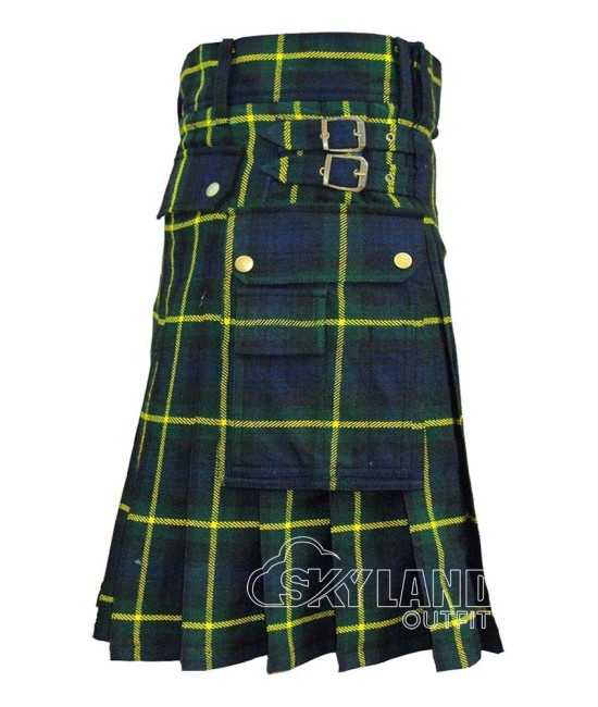 Gordon Tartan Kilt Scottish Utility Kilt with Cargo Pockets
