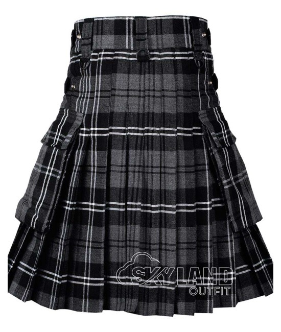 Granite Tartan Kilt Scottish Utility Kilt with Cargo Pockets Granite Tartan Kilt Scottish Utility Kilt with Cargo Pockets