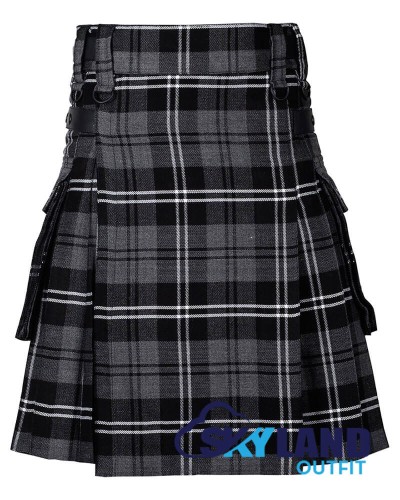 Granite Tartan Kilt Scottish Utility Kilt with Cargo Pockets