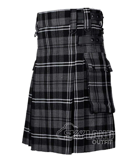 Granite Tartan Kilt Scottish Utility Kilt with Cargo Pockets Granite Tartan Kilt Scottish Utility Kilt with Cargo Pockets