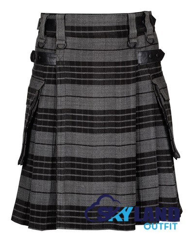 Gray Watch Tartan Kilt Scottish Utility Kilt with Cargo Pockets Gray Watch Tartan Kilt Scottish Utility Kilt with Cargo Pockets