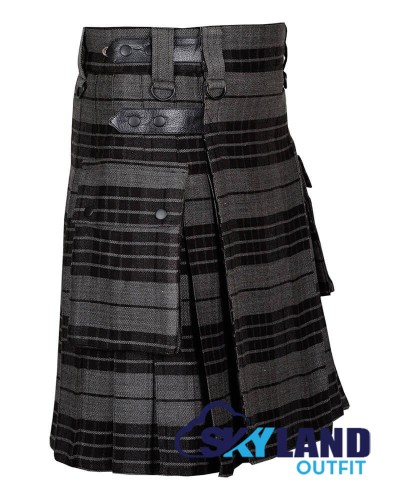 Gray Watch Tartan Kilt Scottish Utility Kilt with Cargo Pockets Gray Watch Tartan Kilt Scottish Utility Kilt with Cargo Pockets