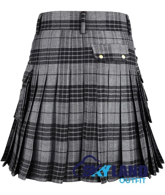 Grey Watch Tartan Kilt Scottish Utility Kilt with Cargo Pockets Grey Watch Tartan Kilt Scottish Utility Kilt with Cargo Pockets