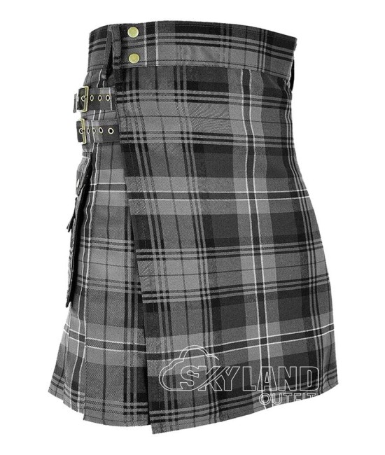 Hamilton Grey Tartan Utility Kilt for Men – Scottish Cargo Pockets Kilt Hamilton Grey Tartan Utility Kilt for Men – Scottish Cargo Pockets Kilt