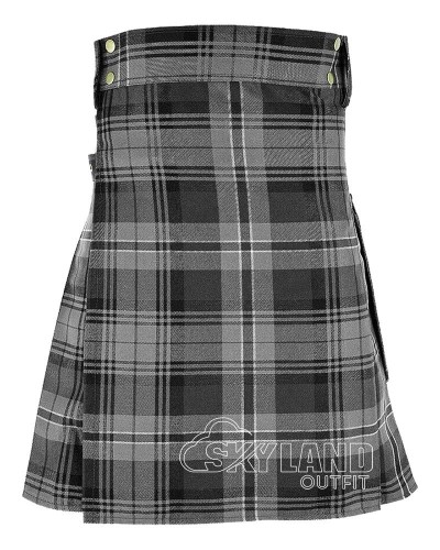Hamilton Grey Tartan Utility Kilt for Men – Scottish Cargo Pockets Kilt