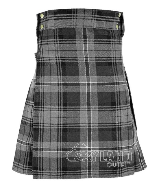 Hamilton Grey Tartan Utility Kilt for Men – Scottish Cargo Pockets Kilt Hamilton Grey Tartan Utility Kilt for Men – Scottish Cargo Pockets Kilt