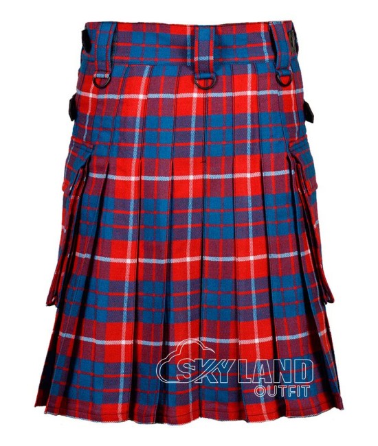Hamilton Red Modern Tartan Utility Kilt with Leather Straps & Cargo Pockets Hamilton Red Modern Tartan Utility Kilt with Leather Straps & Cargo Pockets
