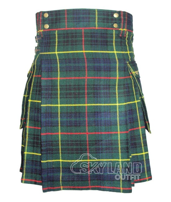 Hunting Stewart Tartan Kilt Scottish Utility Kilt with Cargo Pockets