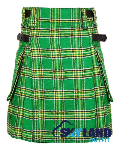 Irish Tartan Kilt Scottish Utility Kilt with Cargo Pockets