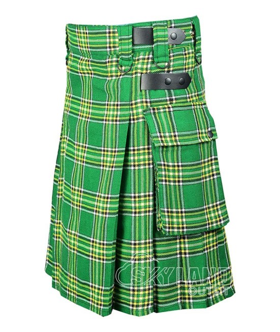 Irish Tartan Kilt Scottish Utility Kilt with Cargo Pockets Irish Tartan Kilt Scottish Utility Kilt with Cargo Pockets