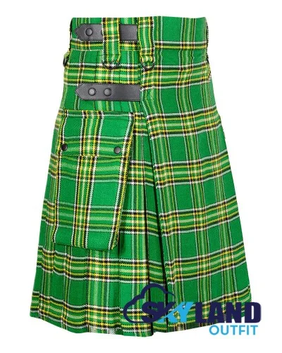 Irish Tartan Kilt Scottish Utility Kilt with Cargo Pockets