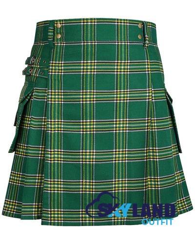 Irish Heritage Tartan Kilt Scottish Utility Kilt with Cargo Pockets Irish Heritage Tartan Kilt Scottish Utility Kilt with Cargo Pockets