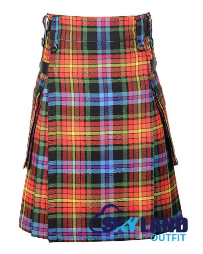 LGBTQ Pride Tartan Kilt Scottish Utility Kilt with Cargo Pockets LGBTQ Pride Tartan Kilt Scottish Utility Kilt with Cargo Pockets