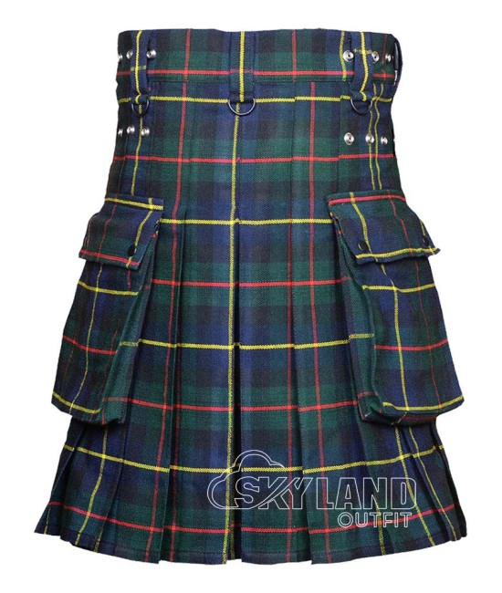 MacLeod of Harris Tartan Utility Kilt with Leather Straps & Cargo Pockets MacLeod of Harris Tartan Utility Kilt with Leather Straps & Cargo Pockets