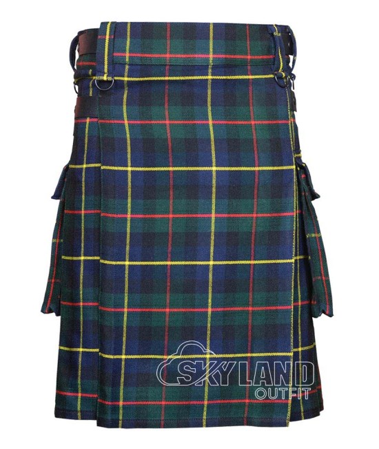 MacLeod of Harris Tartan Utility Kilt with Leather Straps & Cargo Pockets MacLeod of Harris Tartan Utility Kilt with Leather Straps & Cargo Pockets