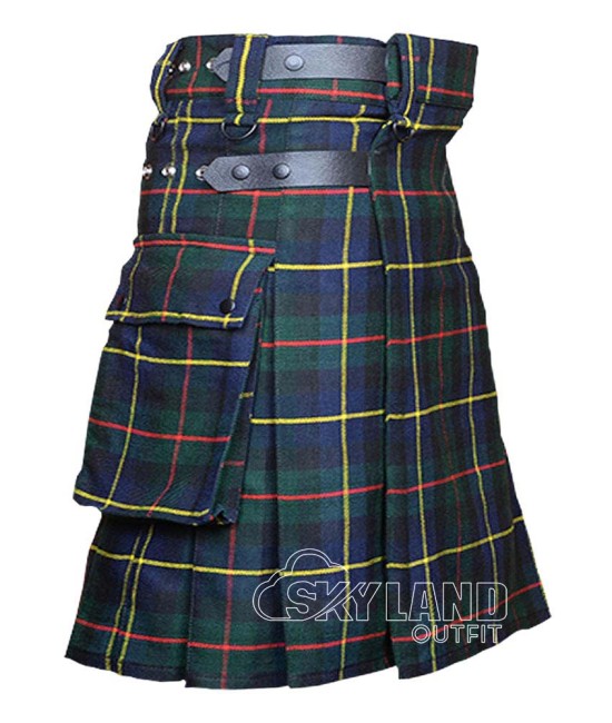 MacLeod of Harris Tartan Utility Kilt with Leather Straps & Cargo Pockets MacLeod of Harris Tartan Utility Kilt with Leather Straps & Cargo Pockets