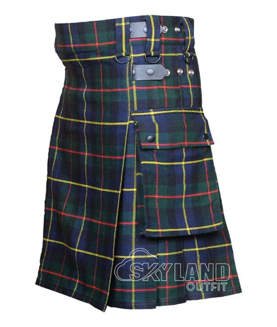 MacLeod of Harris Tartan Utility Kilt with Leather Straps & Cargo Pockets MacLeod of Harris Tartan Utility Kilt with Leather Straps & Cargo Pockets
