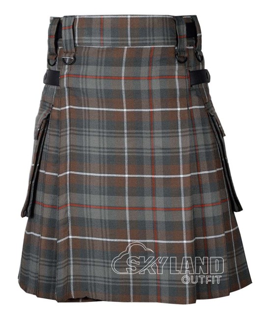 Mackenzie Weathered Tartan Utility Kilt with Leather Straps & Cargo Pockets Mackenzie Weathered Tartan Utility Kilt with Leather Straps & Cargo Pockets